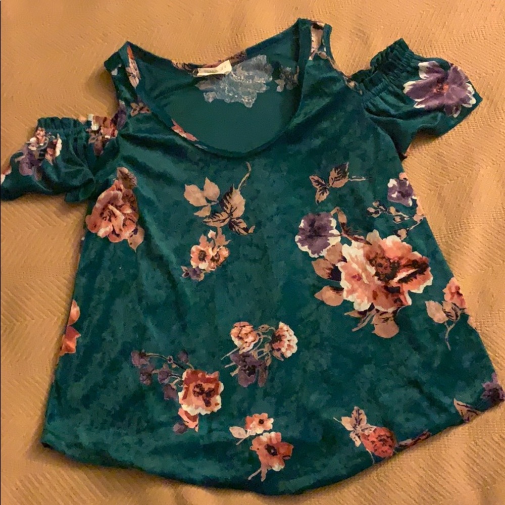 Forest green velvet blouse